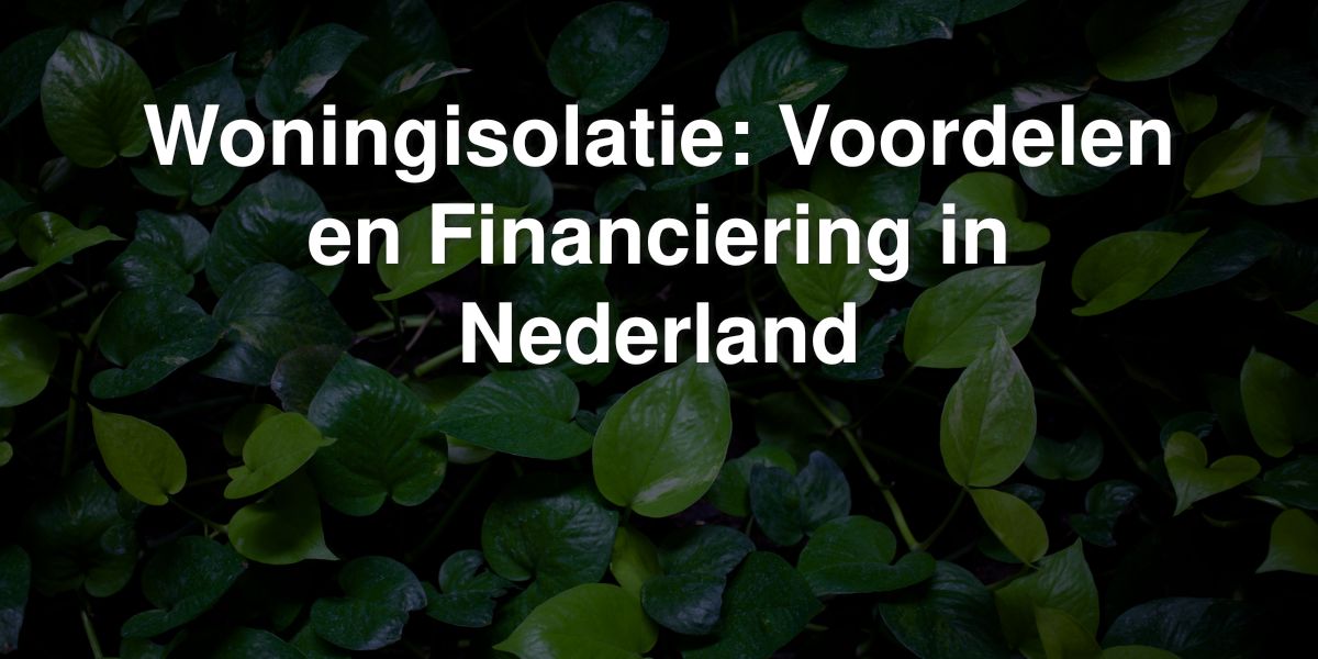 woningisolatie voordelen en financiering in nederland