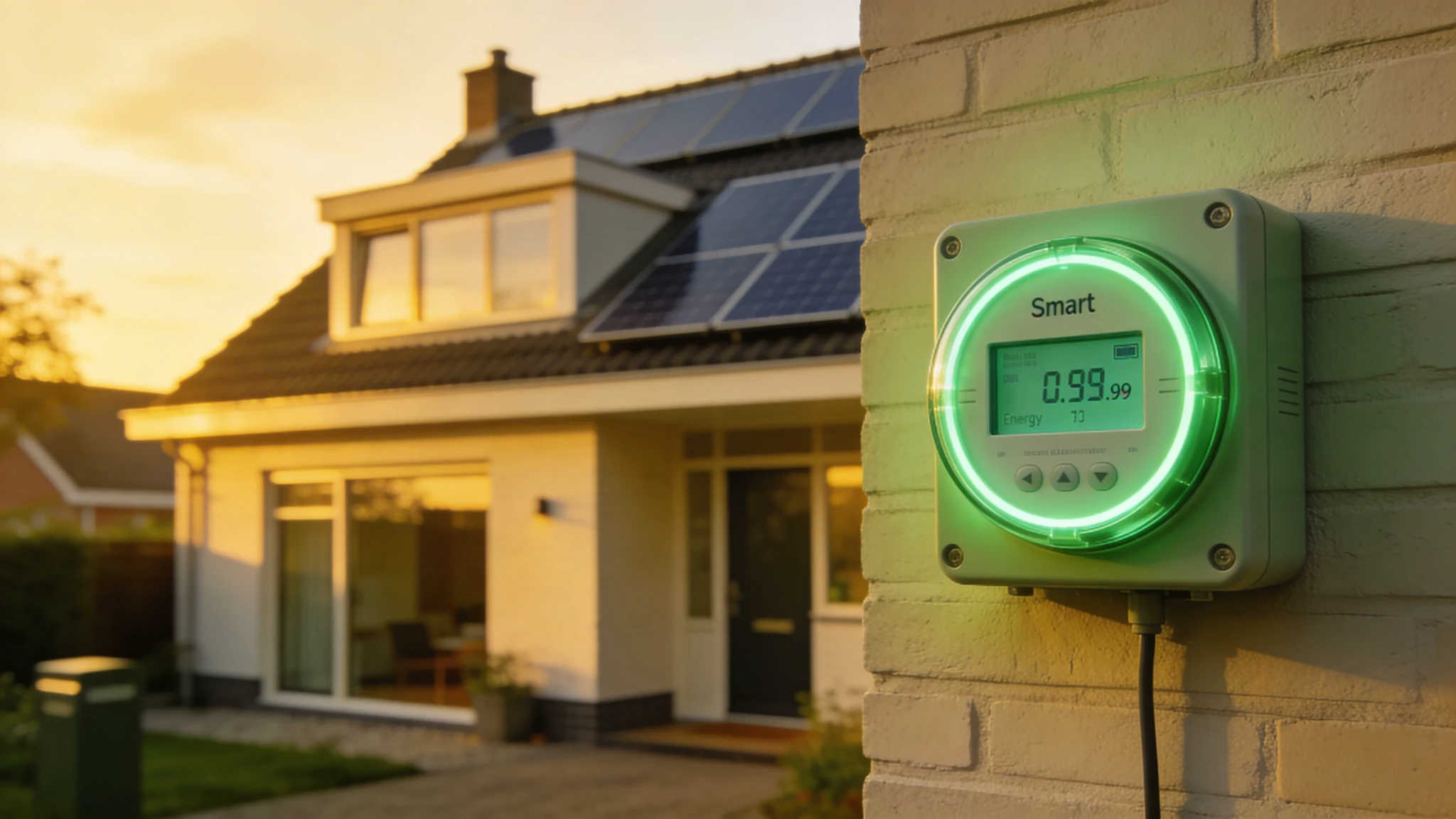 Dynamische energie - smart meter en zonnepanelen op een Nederlands huis